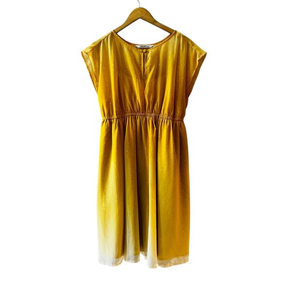 Eshakti Polka Dot Ombré Dolman Sleeve Dress Size M Medium Yellow Cream - Picture 1 of 7